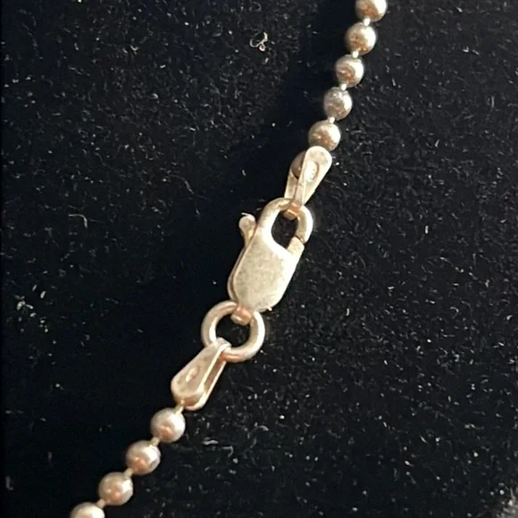Vintage Sterling Silver 16 inch Bead Ball Chain Necklace Stamped Lobster Clasp - Picture 2 of 4